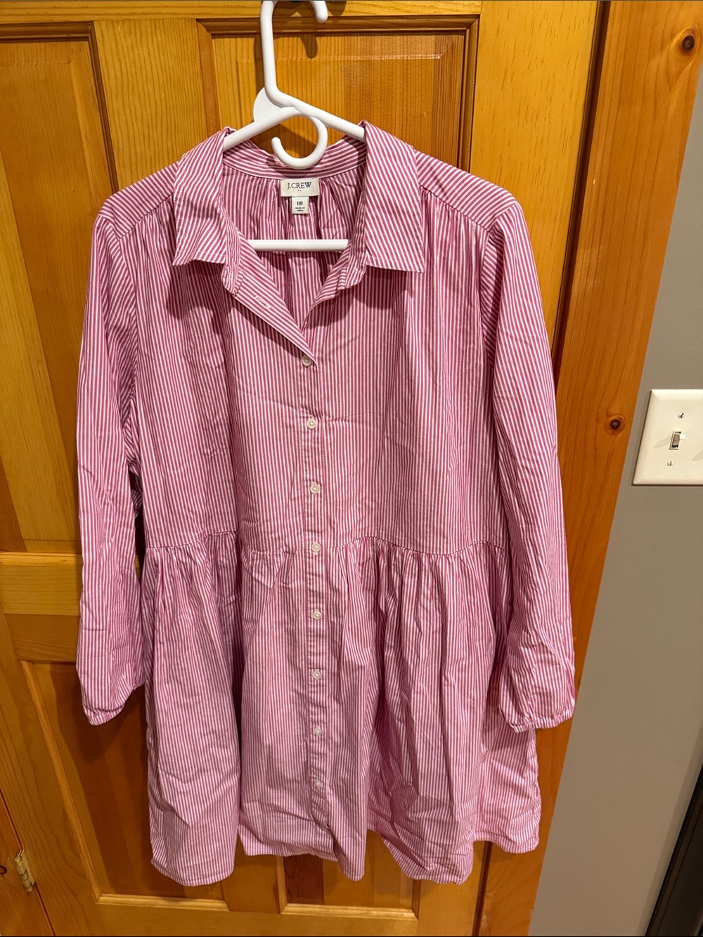 J. Crew Pink and White Striped Button-Up Dress Size 18